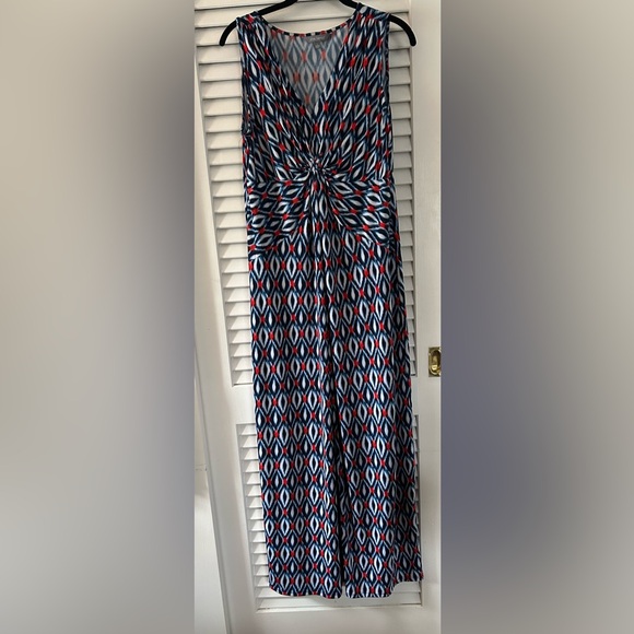 Daisy Fuentes pull over Maxi Dress in Navy Blue, Red and White size Large - Picture 3 of 10